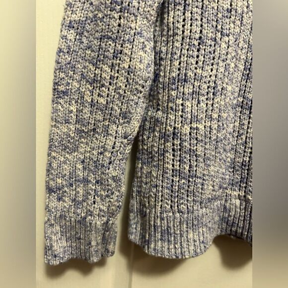 Talbots open knit chunky knit sweater women’s medium blue ivory - Picture 15 of 16